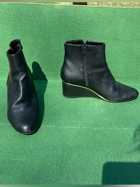 Alfani Black Wedge Ankle Boots with Gold Trim